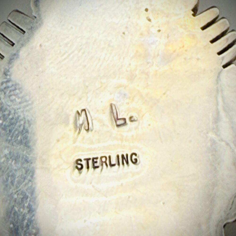 Sterling Malachite Pendant • Artist-Stamped “M L” • 2.75" • Pendant Only - Picture 3 of 4